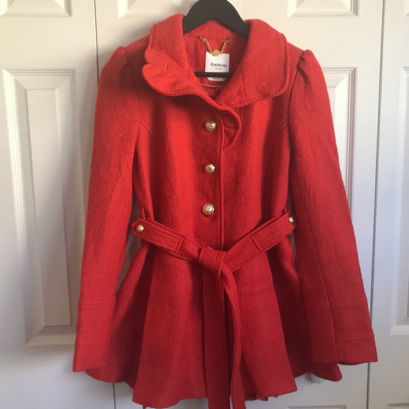 BEBE Women’s Swing Coat, Size M, Orange - Picture 3 of 7
